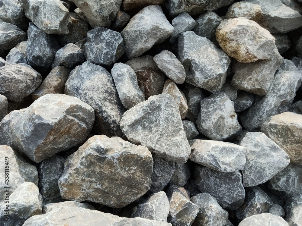 Abstract stones in construction Used in slope protection against soil collapse Abstract stones in construction Used in slope protection against soil collapse
