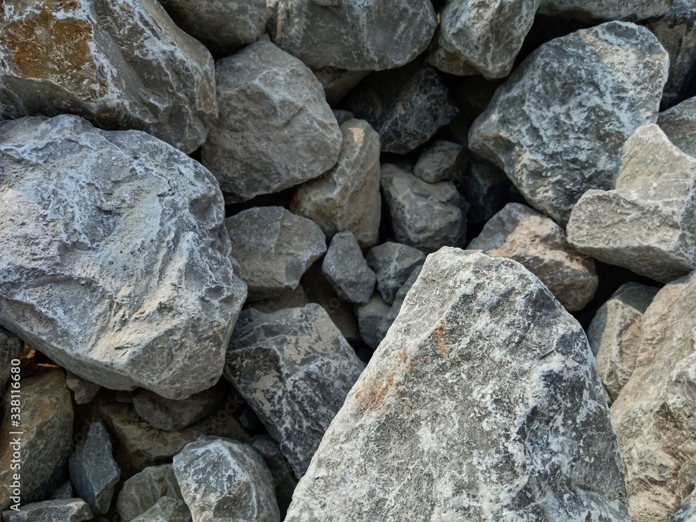 Abstract stones in construction Used in slope protection against soil collapse
