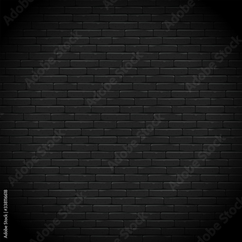 realistic isolated black brick wall background for decoration and covering
