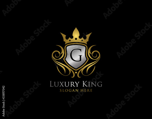 Luxury Shield G Letter Gold Logo, Golden G Classic Protection Symbol