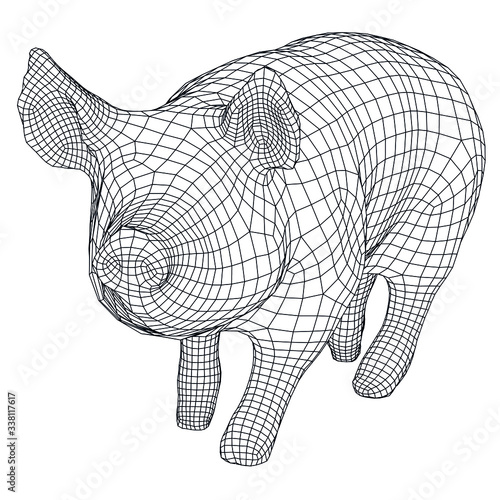 Pig polygonal lines illustration. Abstract vector pig on the white background