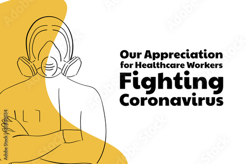 Appreciation for Healthcare Workers fighting Novel Coronavirus COVID-19 or 2019-nCoV. Template for background, banner, poster with text inscription. Vector EPS10 illustration