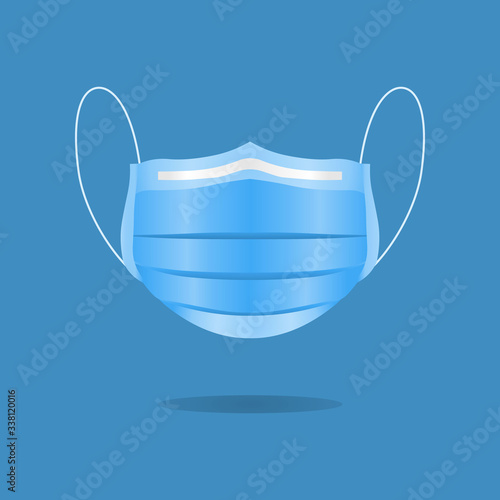 Medical mask - template. Mask for protection against coronavirus,infections,bacteria and contaminated air. Blue mask. Vector illustration