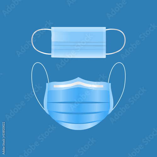 Medical masks - template. Masks for protection against coronavirus,infections,bacteria and contaminated air. Vector illustration