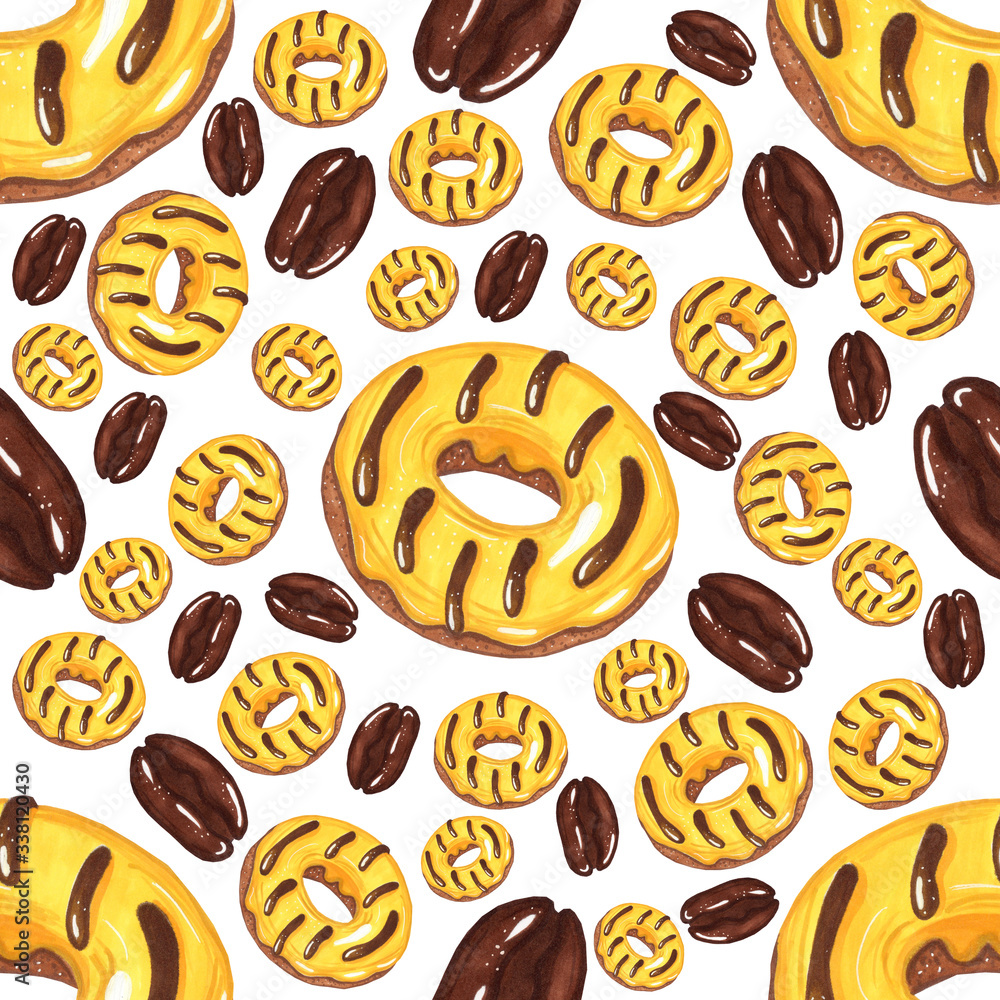 seamless pattern with bright donuts seamless pattern with bright donuts