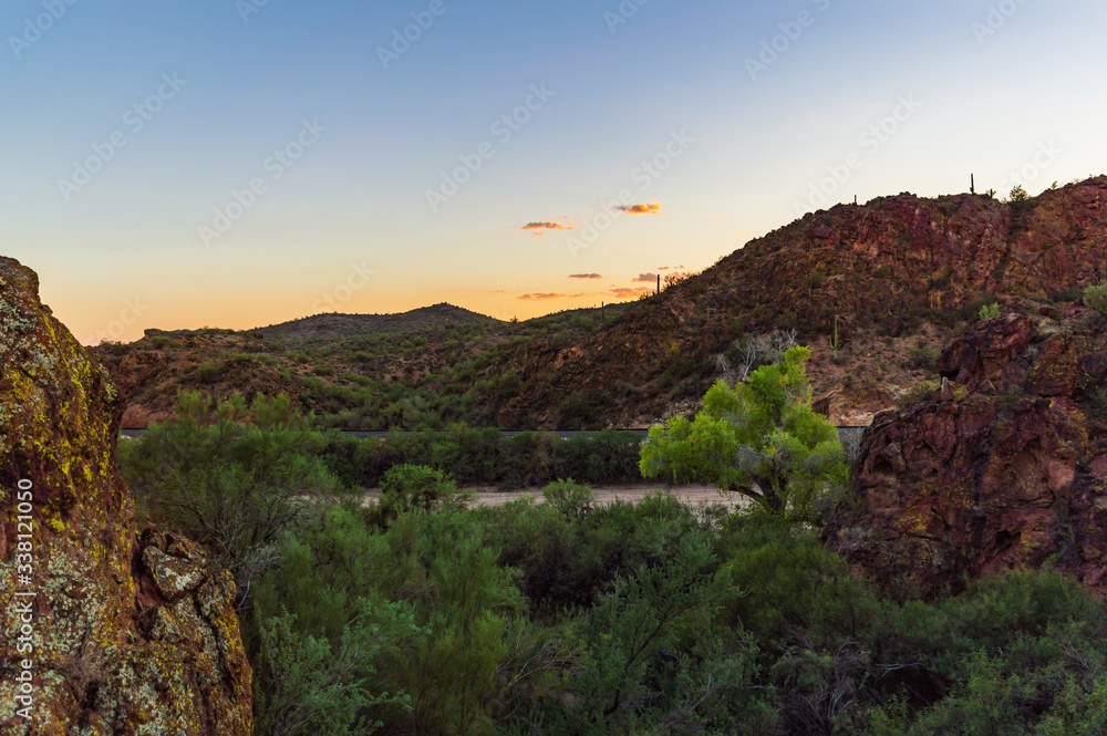 Desert Landscape with Railroad in Morristown Arizona