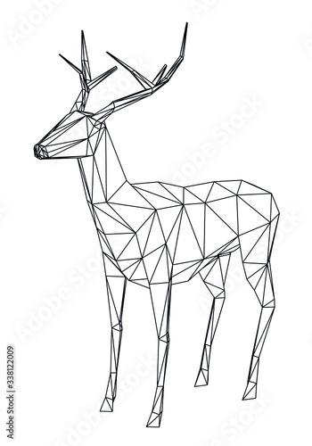 Deer polygonal lines illustration. Abstract vector deer on the white background © kurtcan