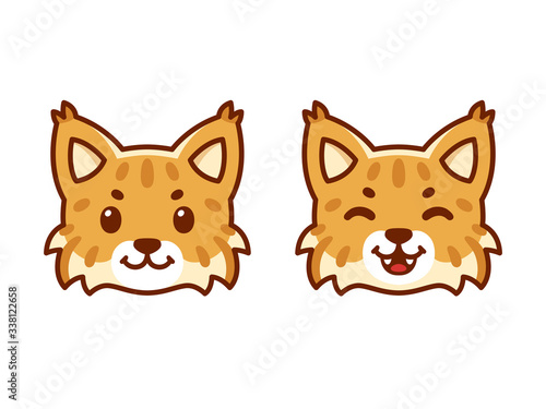 Cute cartoon bobcat face