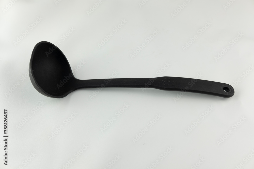 Black Plastic Soup Spoon isolated on white background Black Plastic Soup Spoon isolated on white background