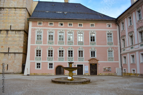 BERCHTESGADEN, GERMANY - Historic town of Berchtesgaden, castle with fountain photo