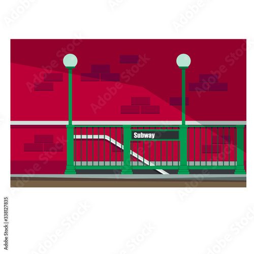 Entrance to subway, metro entrance. Vector Illustration.