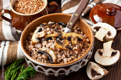 Buckwheat porridge with mushrooms - healthy eating