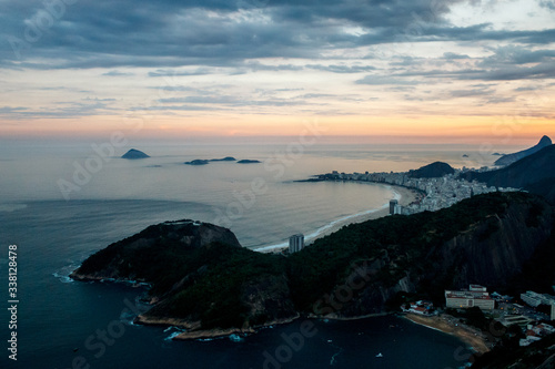 View of the city of Rio de Janeiro from Sugarloaf mountain at sunset, Brazil
