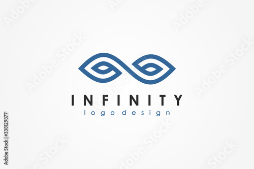 Blue Line Infinity Logo isolated on White Background. Flat Vector Logo Design Template Element.