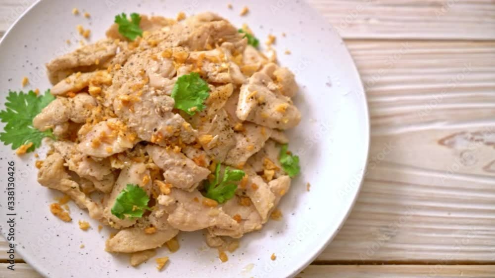 stir-fried chicken with garlic and pepper stir-fried chicken with garlic and pepper