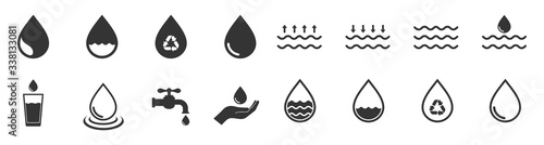 water icon in flat style ,such as water drop, fresh drinks ,hygiene, recycle,  save vector Illustration