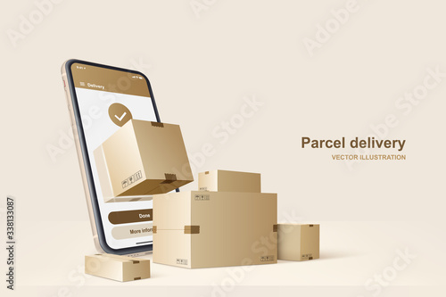 Parcel delivery. Concept for fast delivery service. Vector illustration