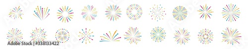 firework line icon set, happy new year firework, celebrate and party, Vector illustration
