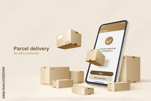 Parcel delivery. Concept for fast delivery service. Vector illustration