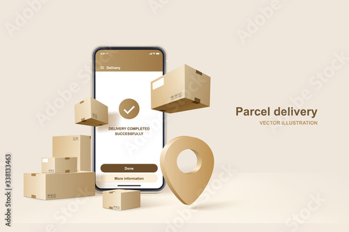 Parcel delivery. Concept for fast delivery service. Vector illustration