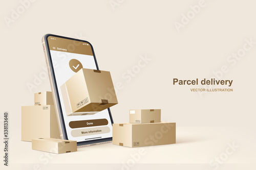 Parcel delivery. Concept for fast delivery service. Vector illustration