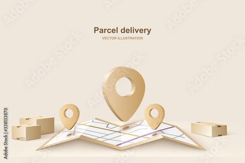 Parcel delivery. Concept for fast delivery service. Vector illustration