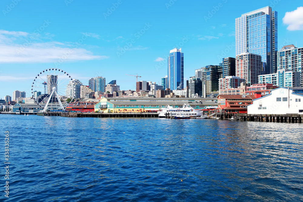 Downtown view from ferry. Seattle, WA