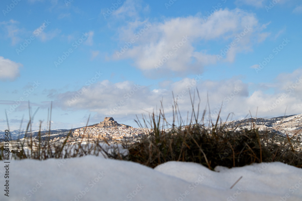 Morella snowfall panoramic view