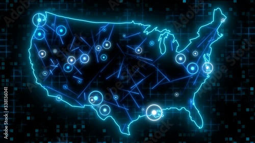 animated USA map communication background
