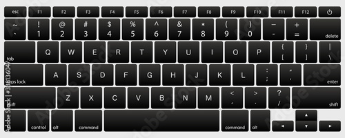 laptop computer keyboard dark black button vector