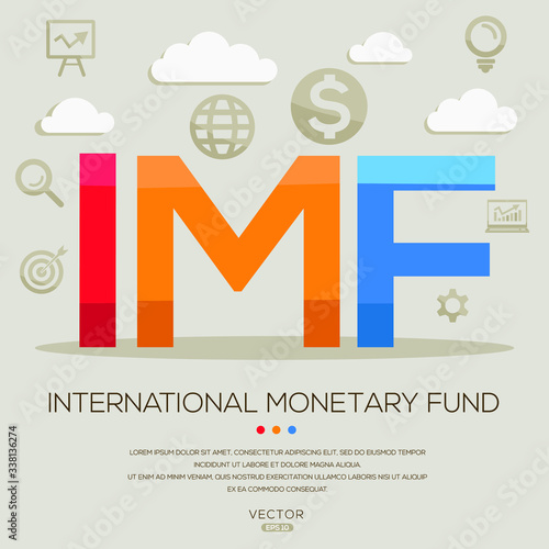 IMF mean (international monetary fund) ,letters and icons,Vector illustration.
