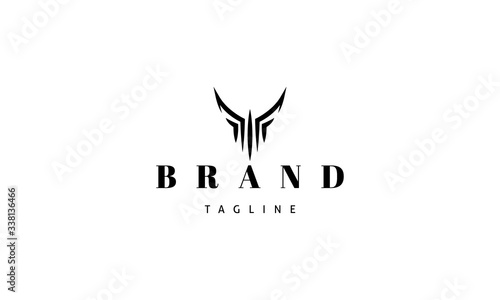 Vector logo on which the abstract image of the phoenix spread its wings.