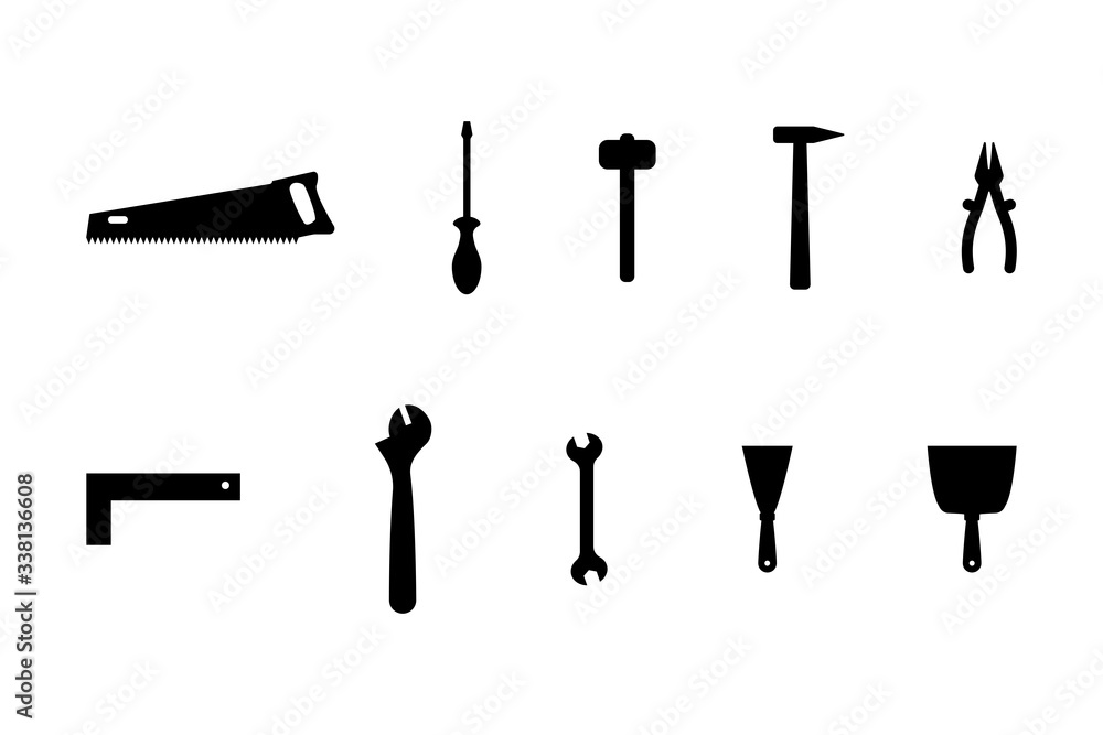 repair tools toolbox set white background vector