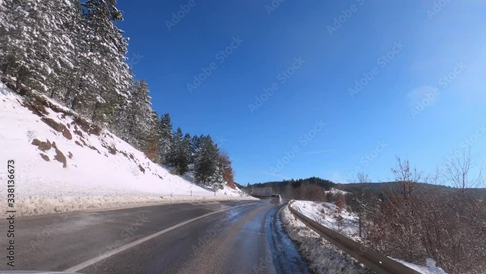 Shooting in motion making from windshield of moving car. Shooting in motion making from windshield of moving car.