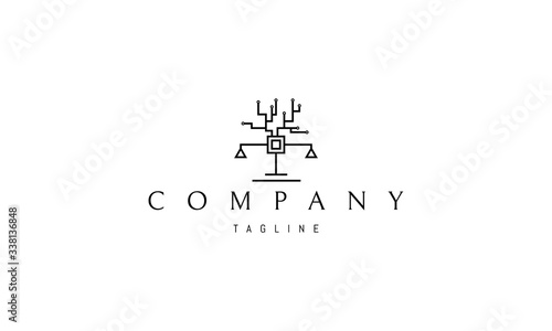 Vector logo on which an abstract image of digital law.
