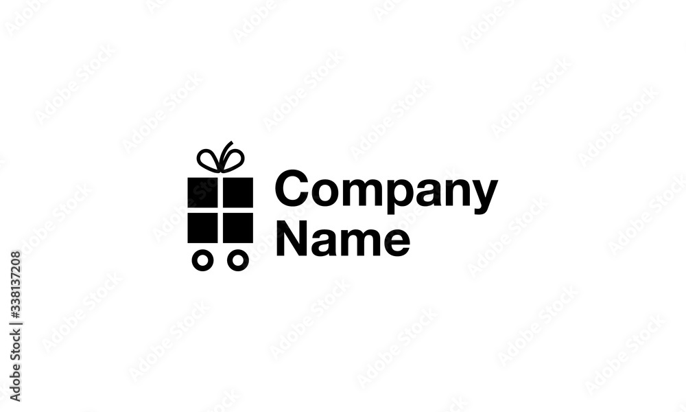 Vector logo on which an abstract image of a gift with wheels. Vector logo on which an abstract image of a gift with wheels.
