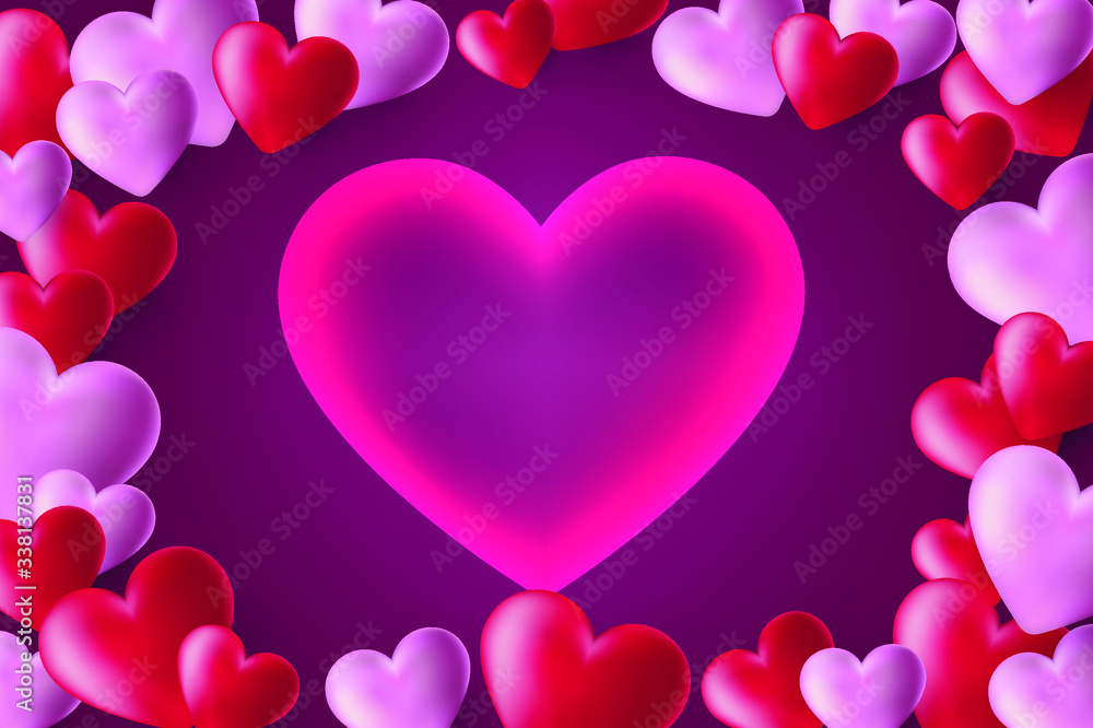 Happy Valentine's day background with heart and present composition for a trendy banner, poster or greeting card Happy Valentine's day background with heart and present composition for a trendy banner, poster or greeting card