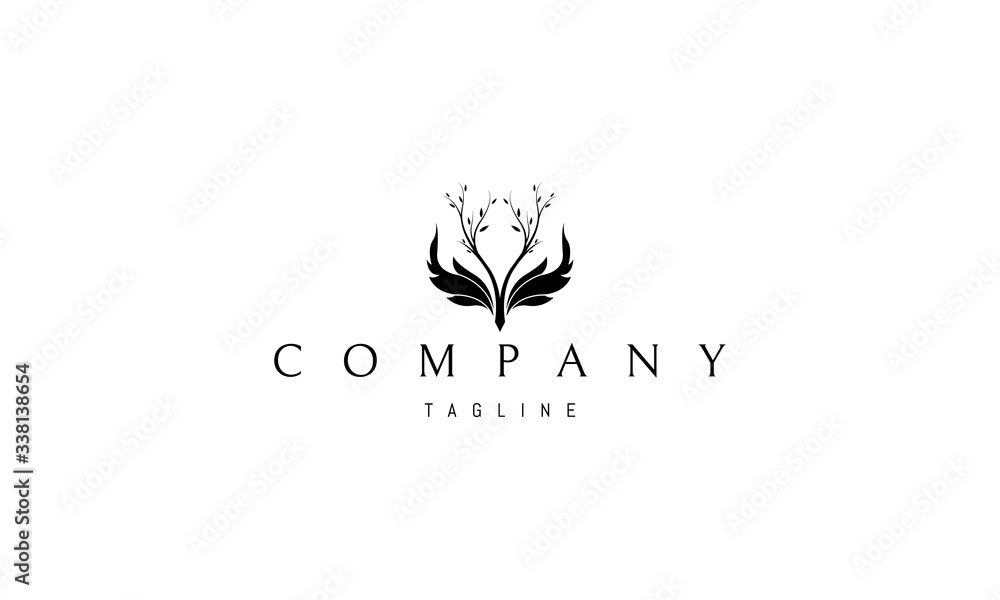 Vector logo on which an abstract image of the wings and twigs of a tree. Vector logo on which an abstract image of the wings and twigs of a tree.
