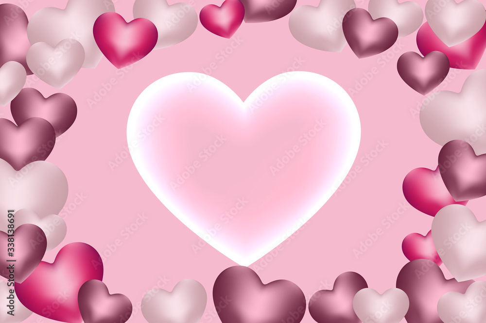 Happy Valentine's day background with heart and present composition for a trendy banner, poster or greeting card