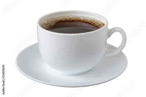 Coffee mug with coffee on a white background