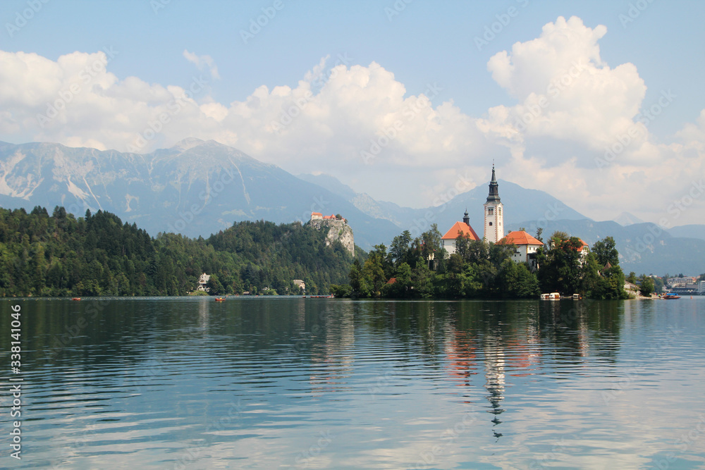 Lake Bled, view from the embankment, Slovenia