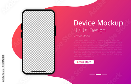 Smartphone blank screen. Modern design. Device mockup. UI and UX design interface. Gradient background. Vector