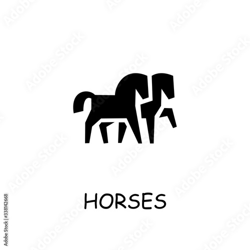 Horses flat vector icon