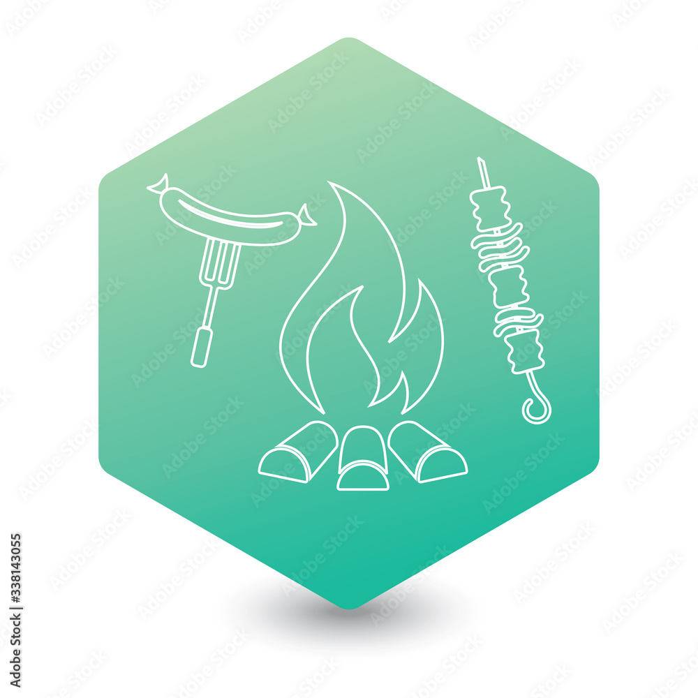 Grilled kebab and sausage icon Grilled kebab and sausage icon