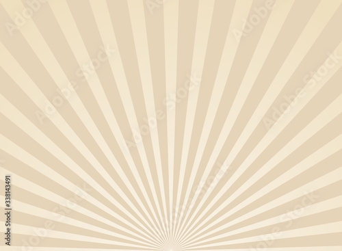 Sunlight wide retro faded background. beige color burst background.