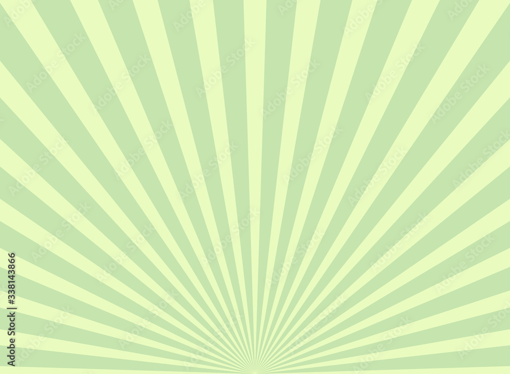 Sunlight wide background. Green color burst background. Vector illustration.