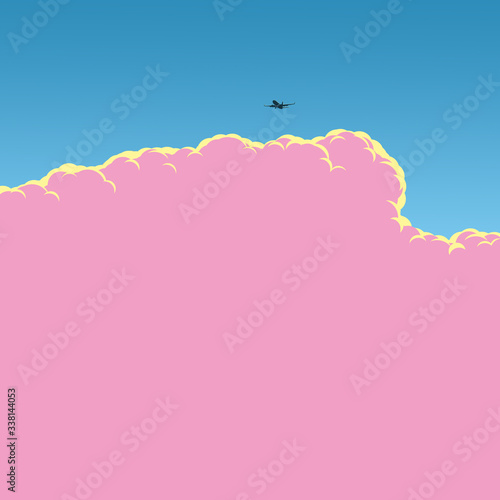 airliner flying high over dawn clouds digital art