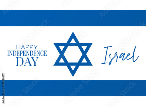Israel Independence Day. National holiday design template. Israeli symbolics banner or flyer with blue and white flag. Vector illustration.