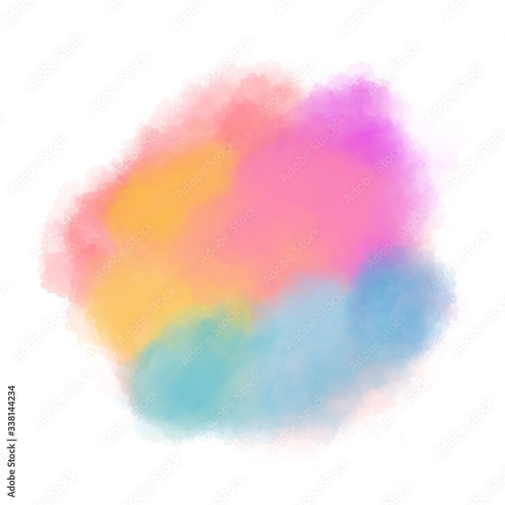 Hand draw Watercolor splash on white background. Abstract illustration. Pastel color for banner, clip video decoration, brush stroke