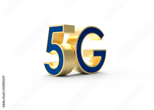 Fototapeta Naklejka Na Ścianę i Meble -  5G wireless network icon on white background. 3D illustration.